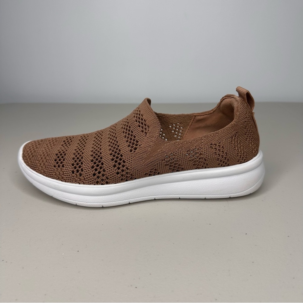 Clarks Cloudsteppers Ezra Path Slip On Sneaker Women Size 6.5 M Brown Knit Shoes